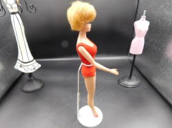 blonde barbie bubble red suit side